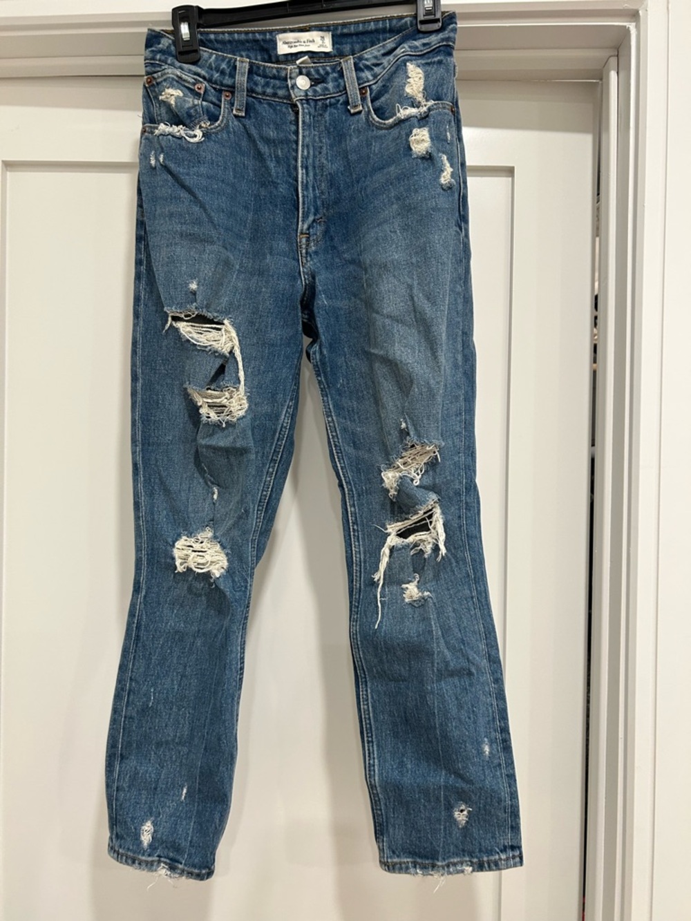 Abercrombie & Fitch Distressed Blue Straight Jeans